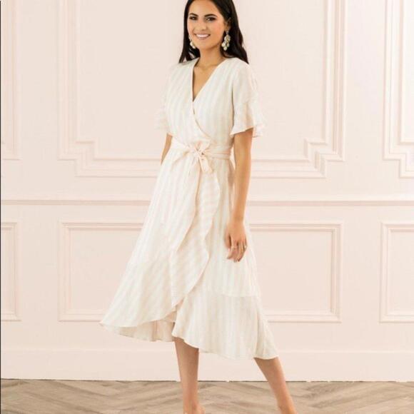 Rachel Parcell Ruffle Wrap Striped  Dress - XS - Picture 2 of 12